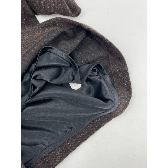 Banana Republic Silk Wool Blend Brown Tweed Sleeveless Pleated Career Dress 4P - Picture 7 of 14